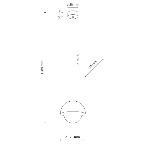 Lampada a sospensione per bagno beige sfera 17 cm